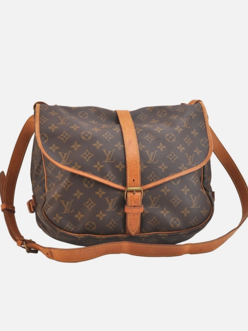 Louis Vuitton Saumur 35 Monogram Canvas Crossbody Messenger Bag Vintage France
